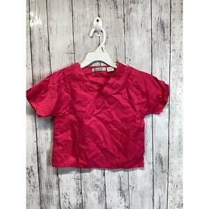Scoots Girls Scrub Top Size 4T Hot Pink Short Sleeve V-Neck Classic Pullover